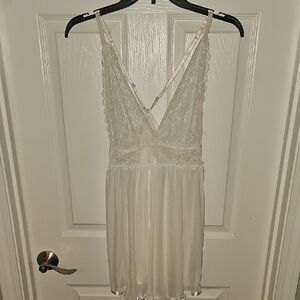 David's Bridal Cream Lace Nightgown W Panty Set